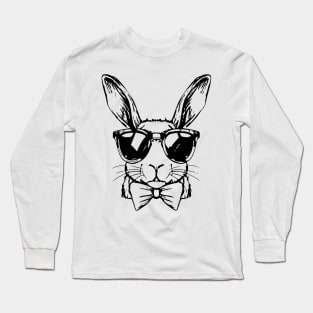 Bunny Face With Sunglasses For Boys Men Kids Easter Day Long Sleeve T-Shirt